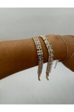 Altın Renk Zirkon Taşlı Tenis Kadın Bileklik - Görsel 3