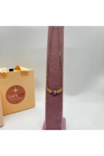 316L Çelik Pembe Taş Melek Kanadı Gold Kolye