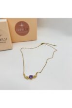 316L Çelik Pembe Taş Melek Kanadı Gold Kolye - Görsel 2