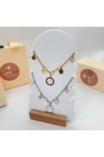 Silver Sedefli Yoncalar Çelik Kolye