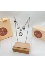 Silver Sedefli Yoncalar Çelik Kolye (V stili) - Görsel 2