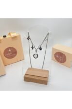 Silver Sedefli Yoncalar Çelik Kolye (V stili) - Görsel 3