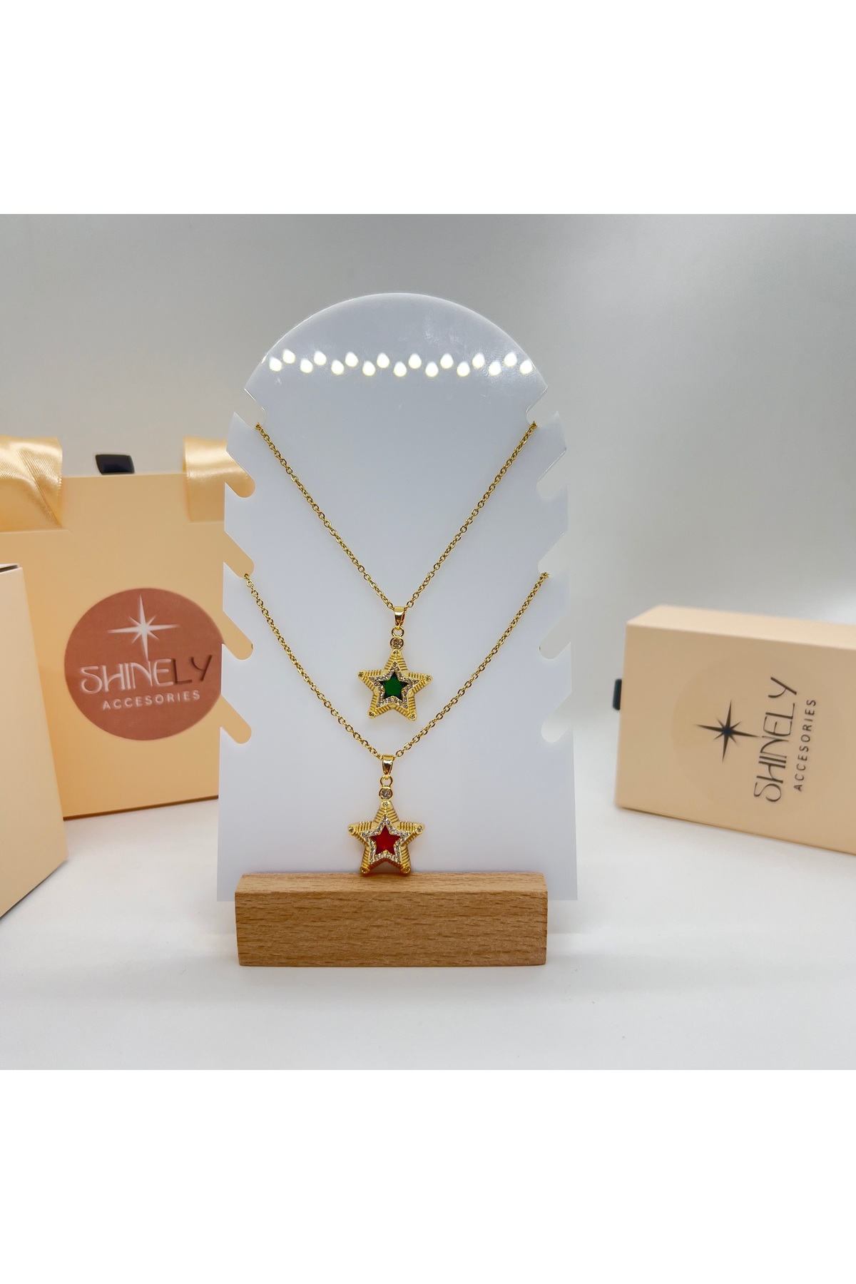 1_org_zoom-194.jpg 316L Çelik Bordo Renk Taş Yıldız Gold Kolye - Görsel 1