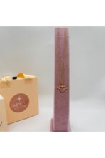 316L Çelik Kalp Pembe Taş Melek Kanadı Kolye - Görsel 2