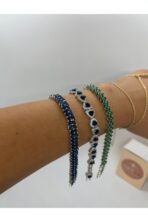 Lacivert Yaprak Model Zirkon Taşlı Kadın Bileklik - Görsel 3