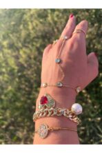 316L Çelik Taşlı Kalp Tasarım Bileklik - Görsel 2