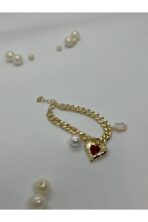 316L Çelik Taşlı Kalp Tasarım Bileklik - Görsel 3