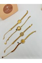 316L Çelik Taşlı Çeyrek Kyumcu Kadın Bilekliği - Görsel 3